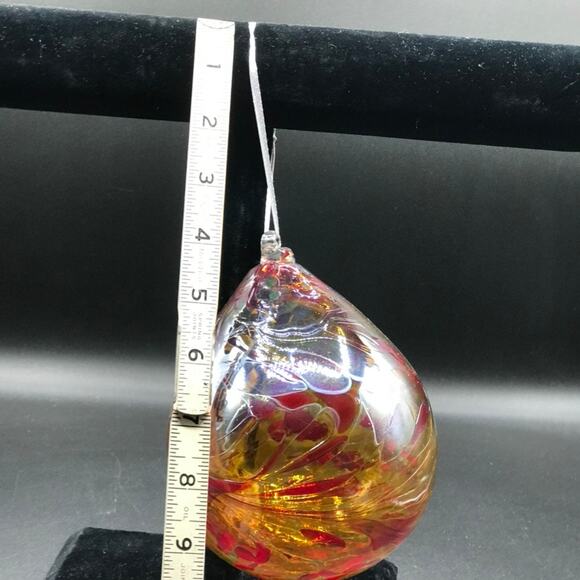 Hand Blown Glass Tear Drop Large Christmas Ornament Outdoor Orb 5" Diameter - Picture 6 of 7